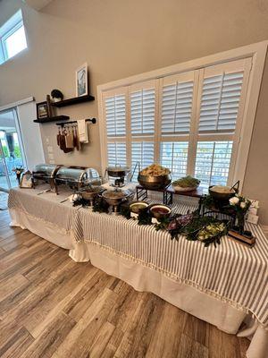 Taco Bar with chips and guacamole.