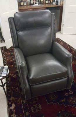 Barcalounger Van Buren Recliner in Shoreham Gray Leather.