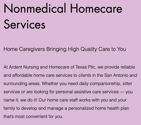 Non Medical Homecare Services