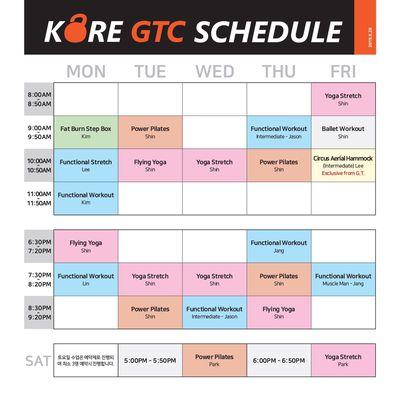 Kore GTC Schedule Fall 2019