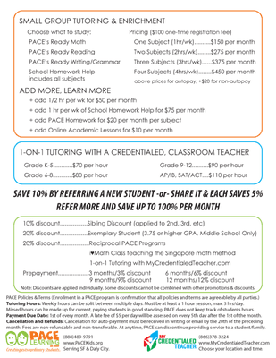 PACE's Academic Enrichment with transparent pricing