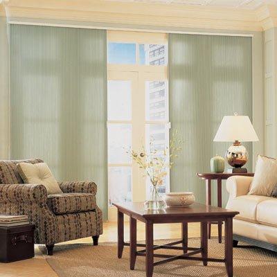 Vertical honeycomb blinds can open right or left, or center, as shown here.