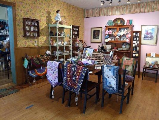 Artisan crafts plus coffee/tea related items in the tea room.