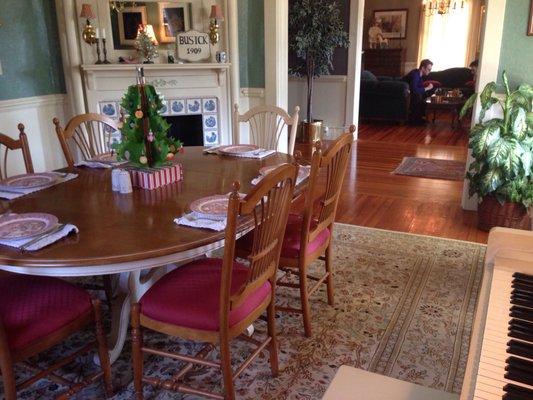 Dining table and view to living room