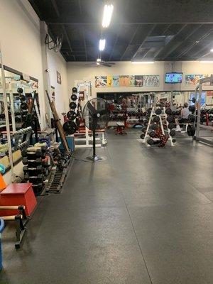 Lots of free weights and mirrors to check form