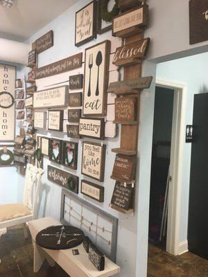 Wall of word plaques