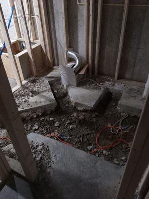 Basement bathroom trench layout