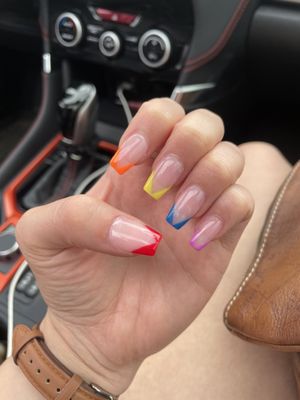 Coffin style rainbow tips