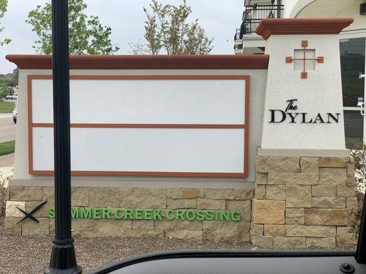 The Dylan Apartments at Summer Creek Crossing in Fort Worth.  Giant Sign Fabricated, Permitted and Installed 3 of these Monument signs.