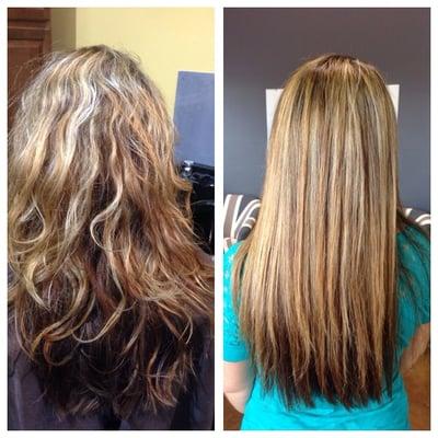 Before and after Kenra Smooth Smoothing Treatment. Lasts up to 60 shampoos! Book a consultation at www.StudiosWestSalon.com