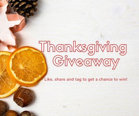 We run a Thanksgiving Giveaway on our Facebook page. Check it out for a chance to win a prize worth $50. https://bit.ly/2Tu8Siz