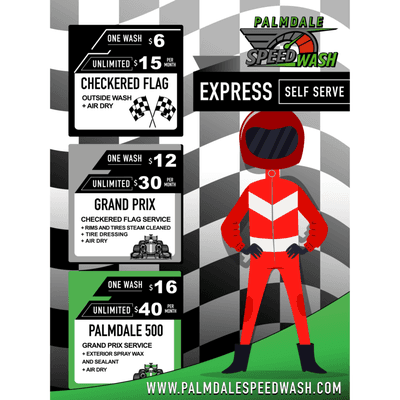 EXPRESS WASH MENU (Self Serve)