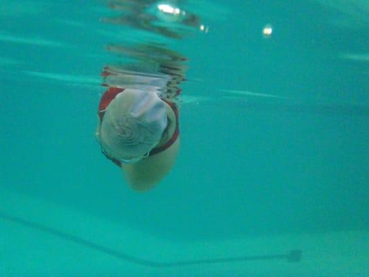 Now free in the deep water, swim instruction can move to strokes and streamline.