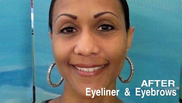 Instant results! Final product immediately AFTER permanent makeup! Twin to the BEFORE photo. Marcia