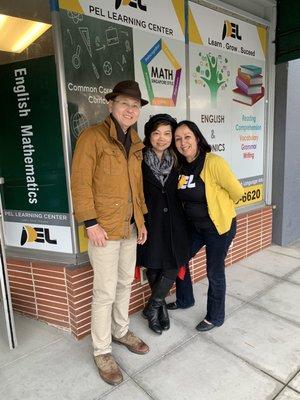 Outside view with instructor Cristina and founder Ms Low and co founder Mr Fung.