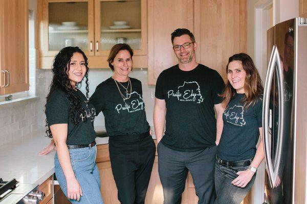 Just hanging out in the kitchen in matching t-shirts...