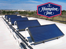 Hampton Inn - Sarasota Florida - Solar thermal system with five 50-gal collectors, 2 way plumbing, tilt-mount.