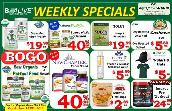 Weekly Specials 4/11 - 4/18. Have a great week everyone :)