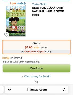 Children's Book "Bebe Has Good Hair" available on Amazon Kindle Books