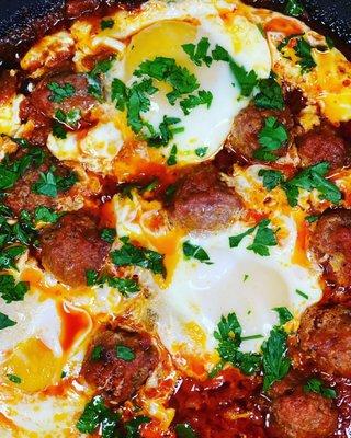 Moroccan Meatball tagine with eggs