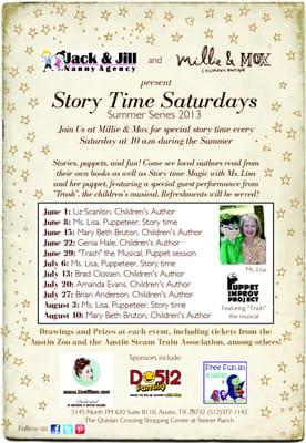 Jack & Jill Nanny Agency and Millie & Mox presenting Story Time Saturdays!