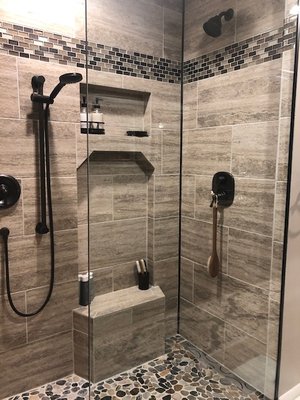 A Schluter shower was installed in the master bath.  Schluter showers are great and Abe is excellent with his designs.