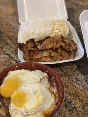 Loco Moco and BBQ Chicken.