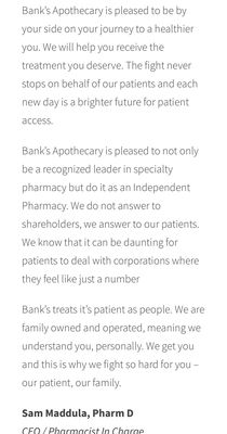 A message from the CEO of Bank's Apothecary