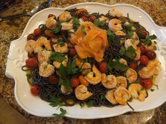 Squid Ink Pasta and shrimp