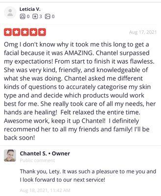 Yelp review left by one of my clients;). For some reason YELP removes all my reviews.