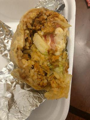 Inside of the chicken burrito