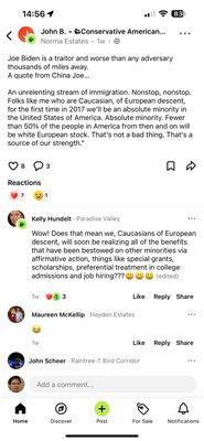 Kelly openly being racist in a private conservative group.