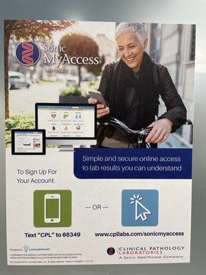 Web app (Sonic MyAccess) to receive your lab results