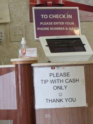 Electronic Check-in upon entering.