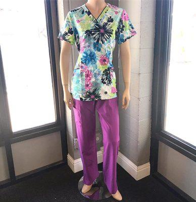 New flower print shirts to bring in the upcoming spring season! Fun way to brighten up your scrub collection.