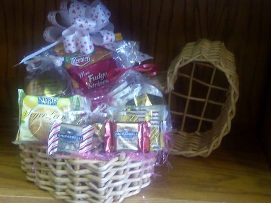 Heart Shaped basket with goodies
 Valentine's Day