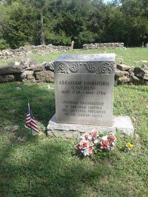 Mr. Abraham Linkhorn (Lincoln) Paternal Grandfather of President Abraham Lincoln, May 1738 to May 1786, He was 48 yrs old when killed.