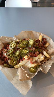 Mexican Fries with chorizo, pico, and jalapeños