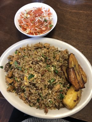 Arroz Cantones y ensalada de repollo