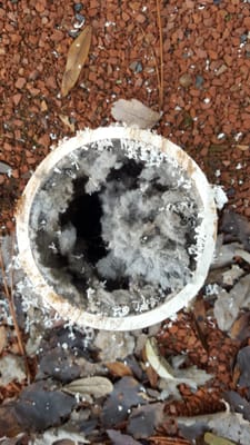 clogged under slab dryer vent duct work