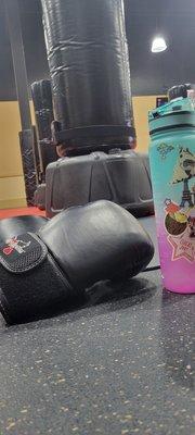 Punching/kicking bags gloves water bottles