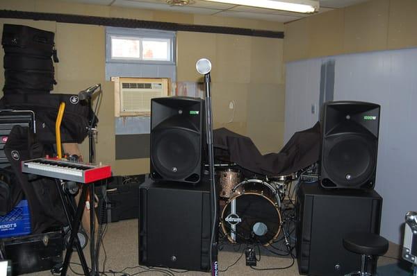 Room equipped with A/C and sound dampening foam.