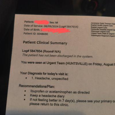 Seen on August 9th, 2024 of my move in day at urgent care. Working with legal team to be reimbursed and have rental reduction.