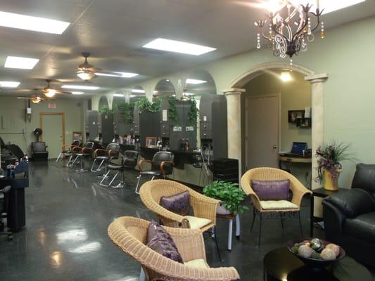 Spacious main salon. Plenty of room to accommodate all clients.