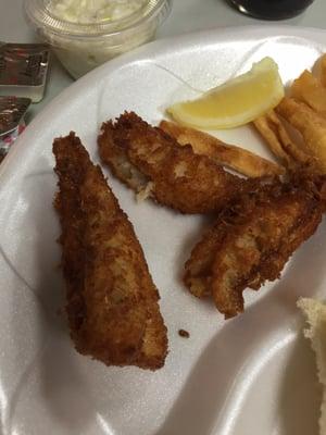 Use the lemon slice as a guide to see how small the fish is. These three were what I was given for my first round. Thank God for seconds :)