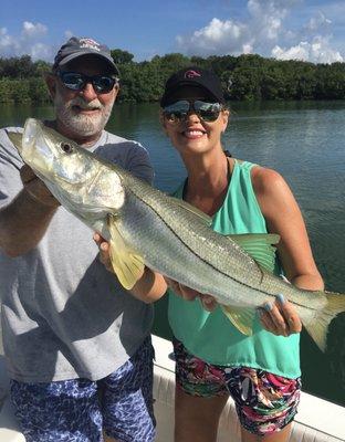 She caught a snook so big it was over the limit.