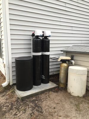 Replaced an old water softener that was originally installed to handle hard water. Our new system removes the iron, sulfur and hard water.