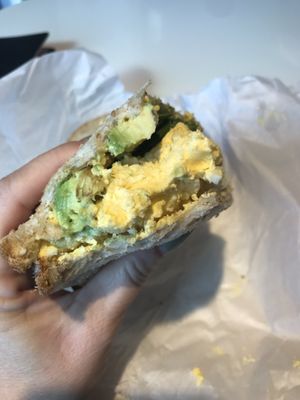 Egg salad with avocado and spinach. Delish!