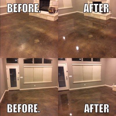 We clean and polish painted concrete