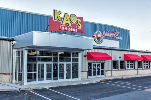 Scorz is located in front of the Liberty Arena and Kaos Fun Zone.